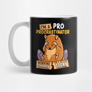 Cute & Funny I'm a Pro Procrastinator Hamster Pun Mug